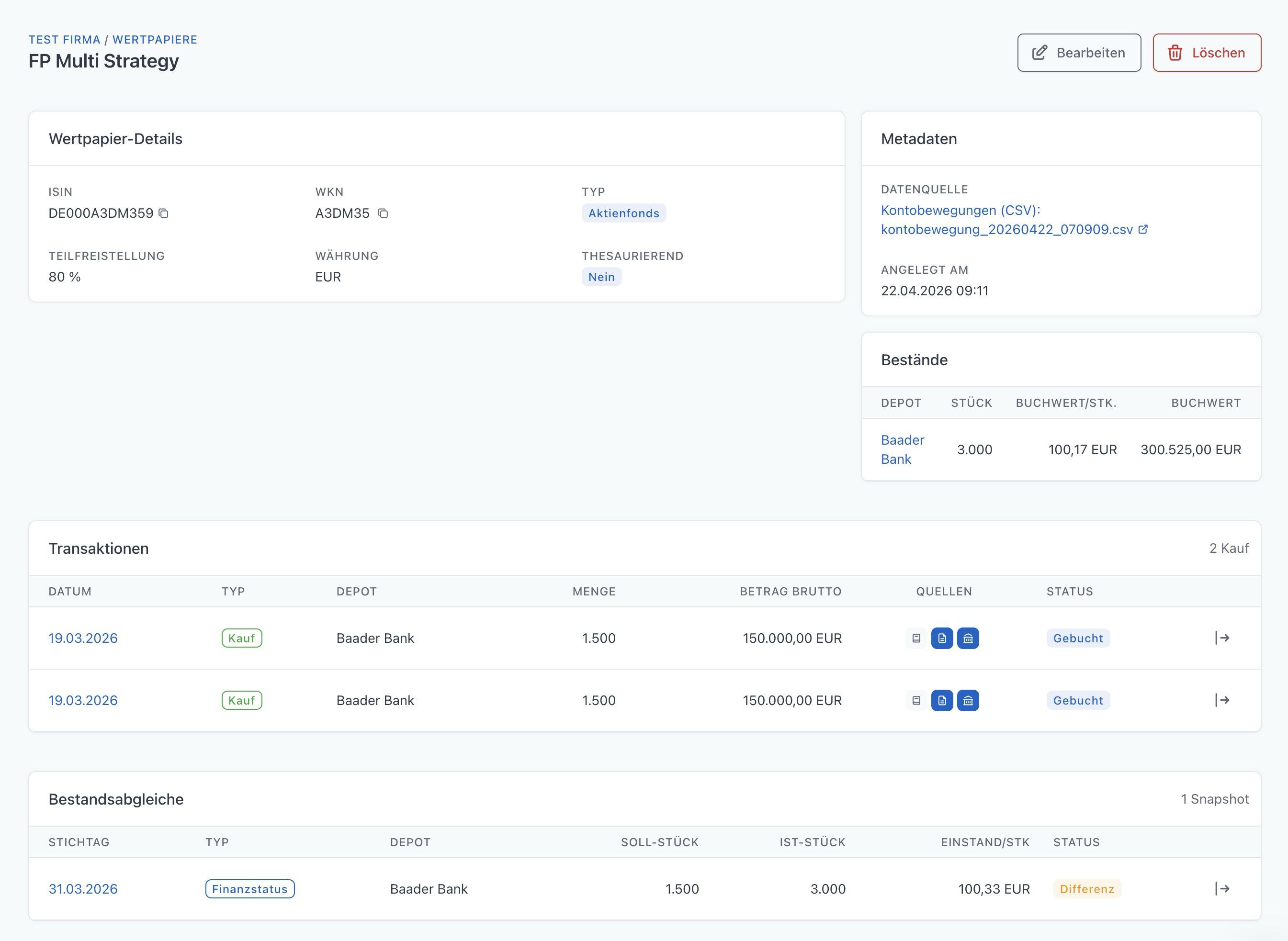 Bestandsführung im wepa-manager